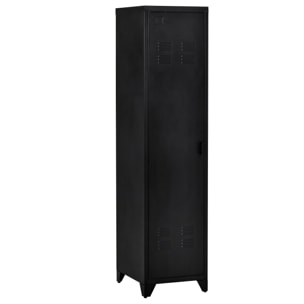 Armoire vestiaire métal design industriel - barre penderie, 3 étagères - dim. 43L x 50l x 180H cm - métal noir