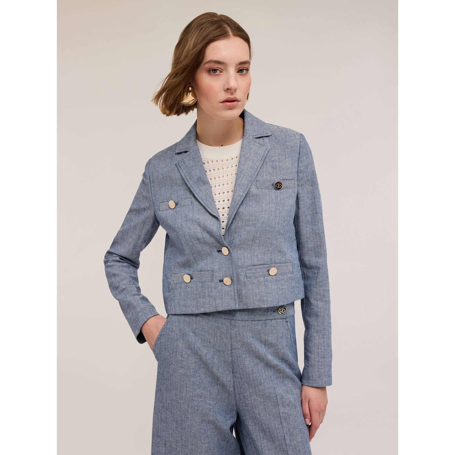 Motivi - Chaqueta corta efecto denim - Light - blue