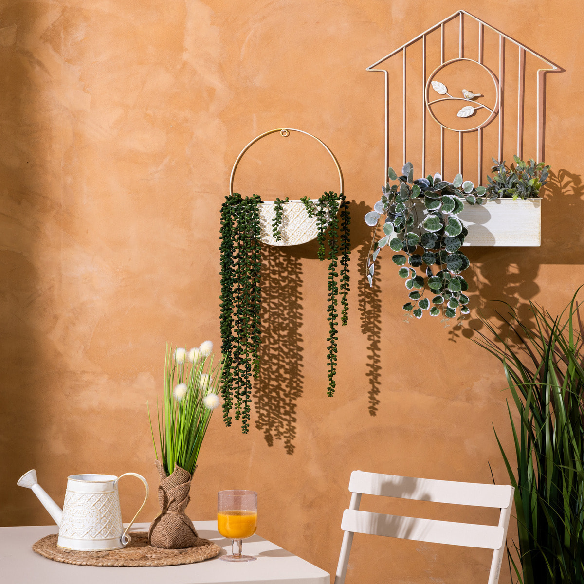Jardinière suspendue "Tino" blanc chaud H59,5cm