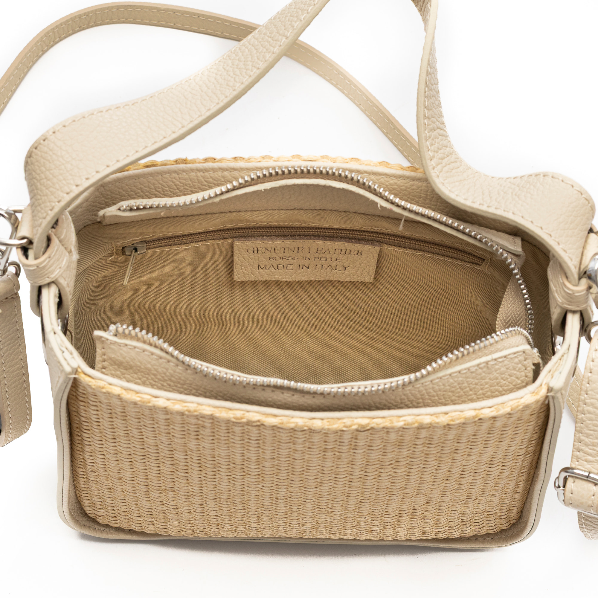Bassano Bolso de hombro Mujer. Fabricado en paja y piel auténtica Dollaro.