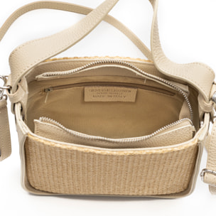 Bassano Bolso de hombro Mujer. Fabricado en paja y piel auténtica Dollaro.