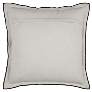 Coussin coton volant plat feston noir - Naturel