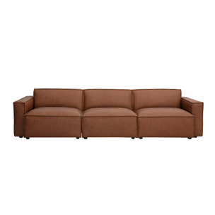 Canapé modulable vintage 4 places en cuir marron SPLIT