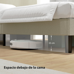 Somier 160x200 cm con Cabecero Ajustable, Estructura de Cama, Tapizado en Pana, Láminas de Madera, Fácil de Montar, Gris Claro
