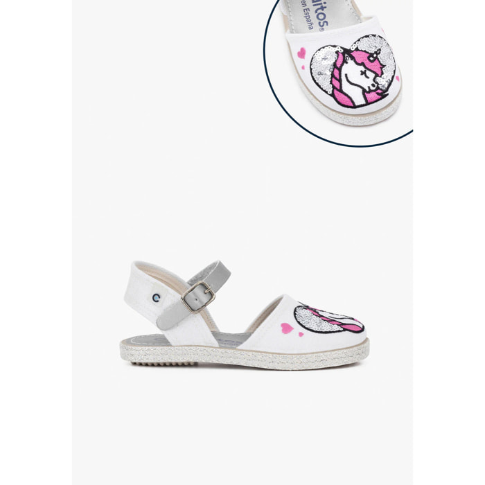 Espadrillas con paillettes unicorno per bambine