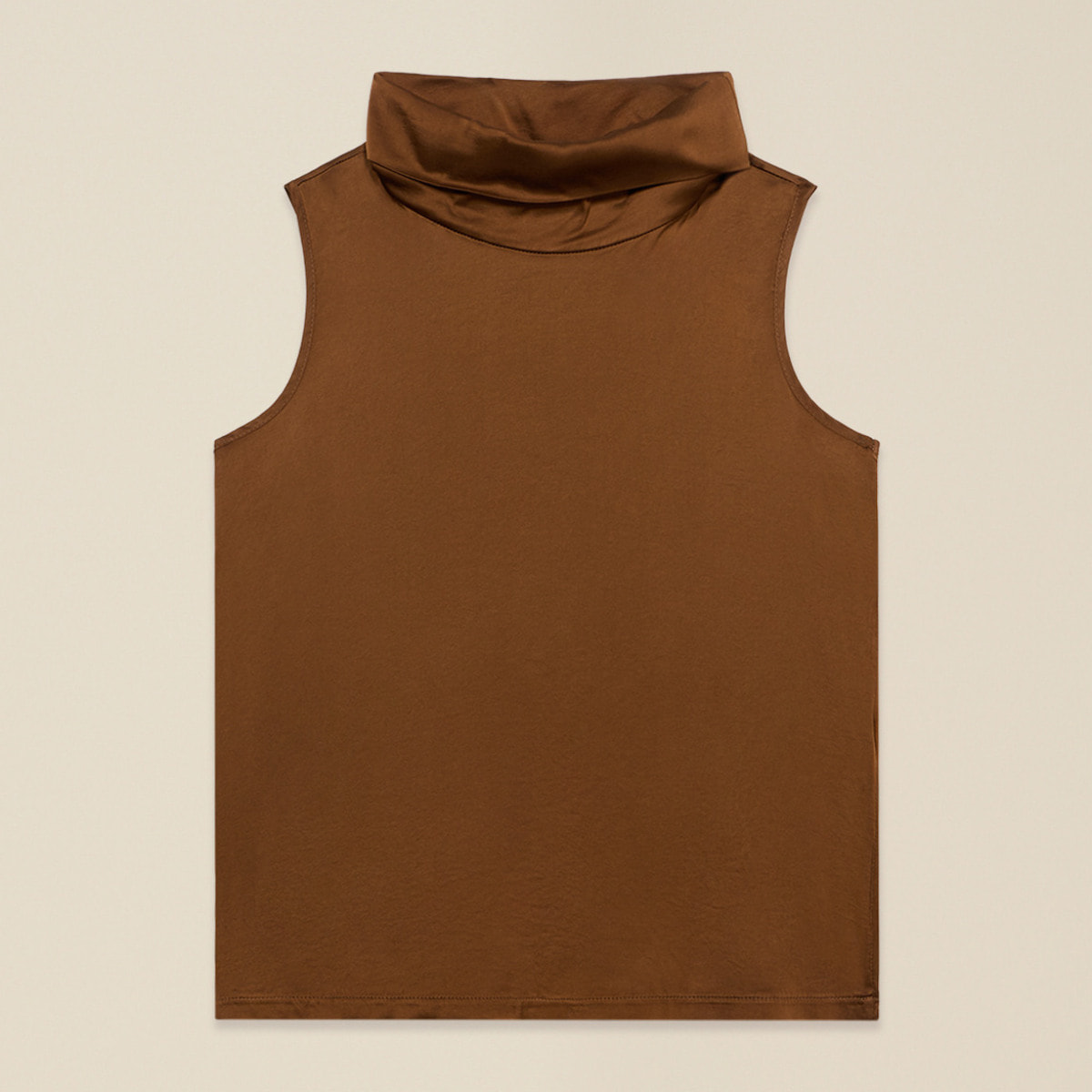 Oltre - Top de raso con cuello alto - Marrón