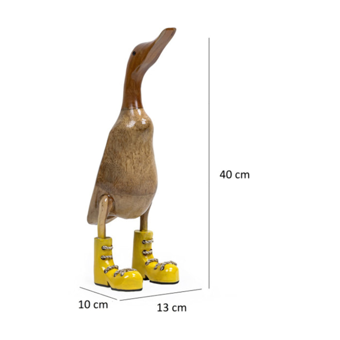 Statue H. 40 cm canard bottes jaunes en bois de teck - DUCK