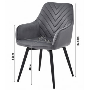 Sedia girevole Nana360 in velluto grigio scuro con gambe nere