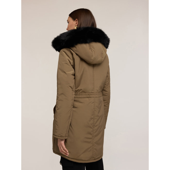 Motivi - Piumino reversibile con cappuccio e zip - Verde militare