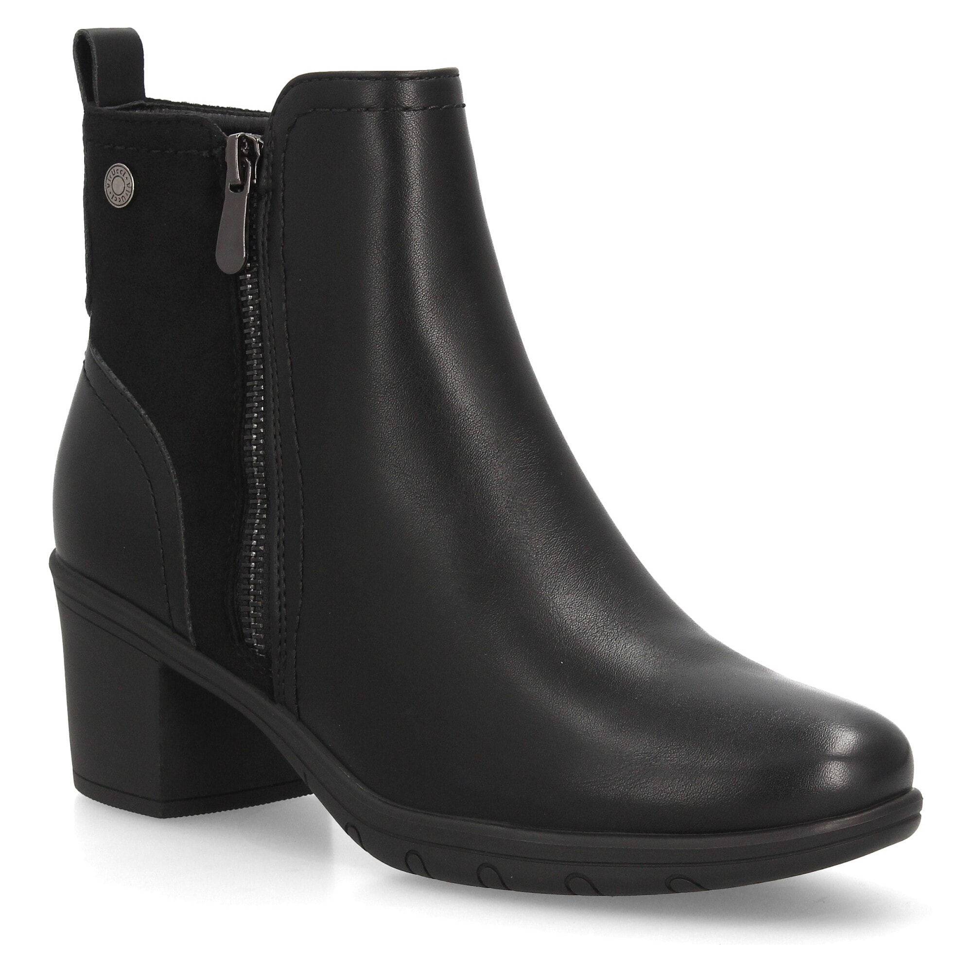 Botines elegantes con tacón ancho y cremallera