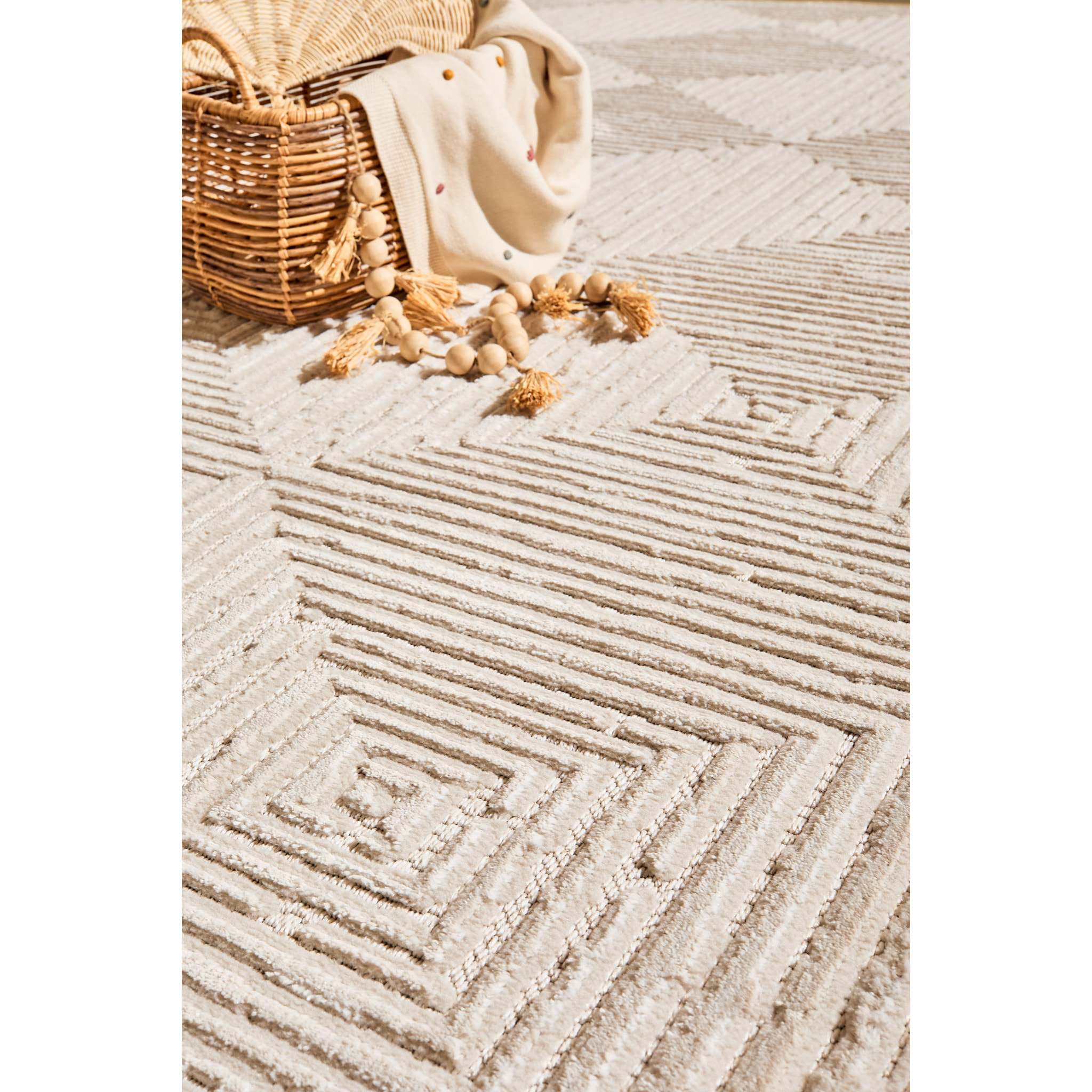 Tapis Loopin 323 Creme 200x280 cm - Motif en relief - Indoor & Outdoor