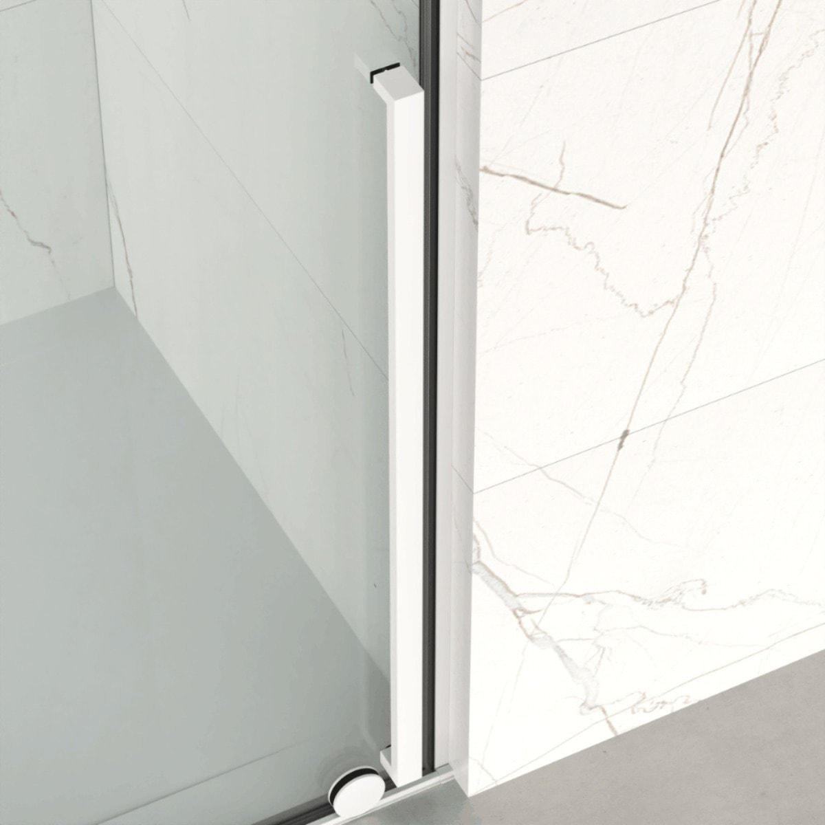 X-MOTION 110x200cm Paroi en verre coulissante Crystal Glass® 8 mm anticalcaire, avec bras et profilés Blanc (SATBWIXM110B)