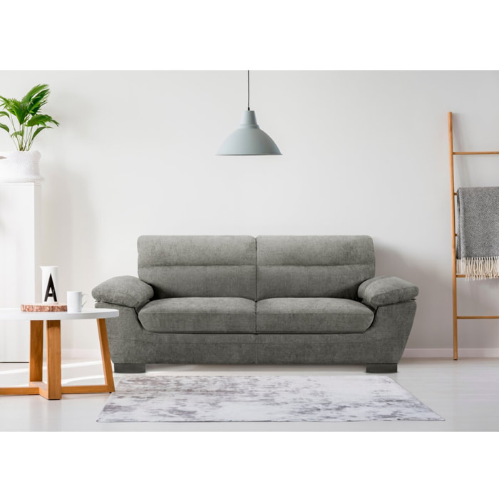 Canapé fixe en tissu "Dallas" - 210 X 88 X 90 cm - 3 places - Gris