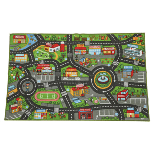 Alfombra Infantil, Carretera de Ciudad, 160x100 cm, Alfombra Educativa Antideslizante para Gateo y Jugar con Coches, para Salón y Dormitorio, Textura Suave