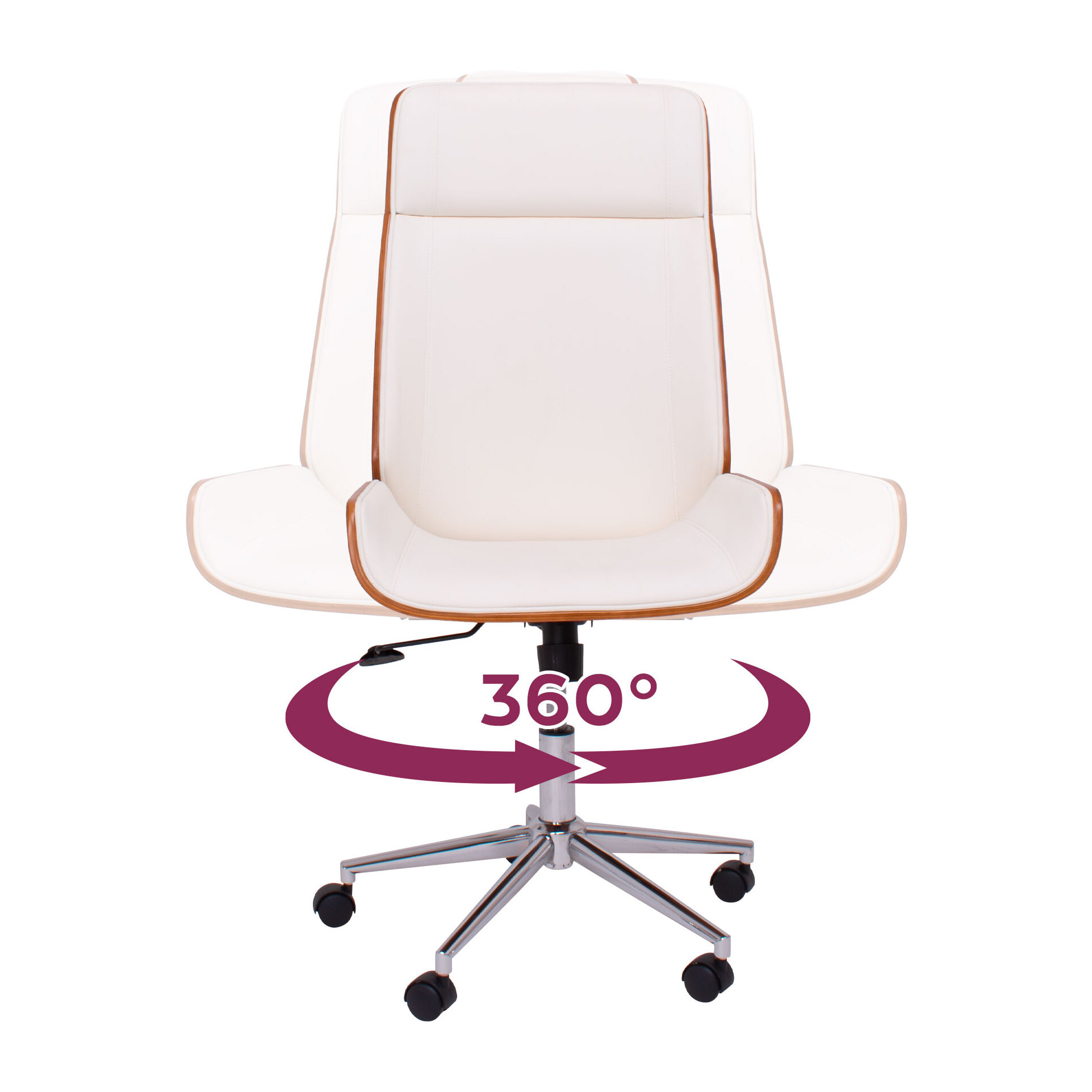 Svezia - Sedia da Ufficio Direzionale 54x109/119x42 cm in legno Parawood e Similpelle Bianco
