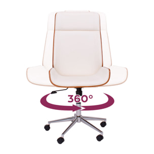 Svezia - Sedia da Ufficio Direzionale 54x109/119x42 cm in legno Parawood e Similpelle Bianco