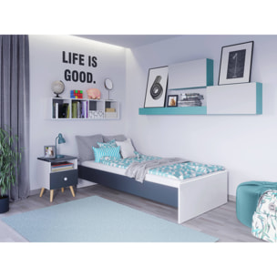 Letto singolo moderno con testiera, 193.6 x 94 x 37, Bianco