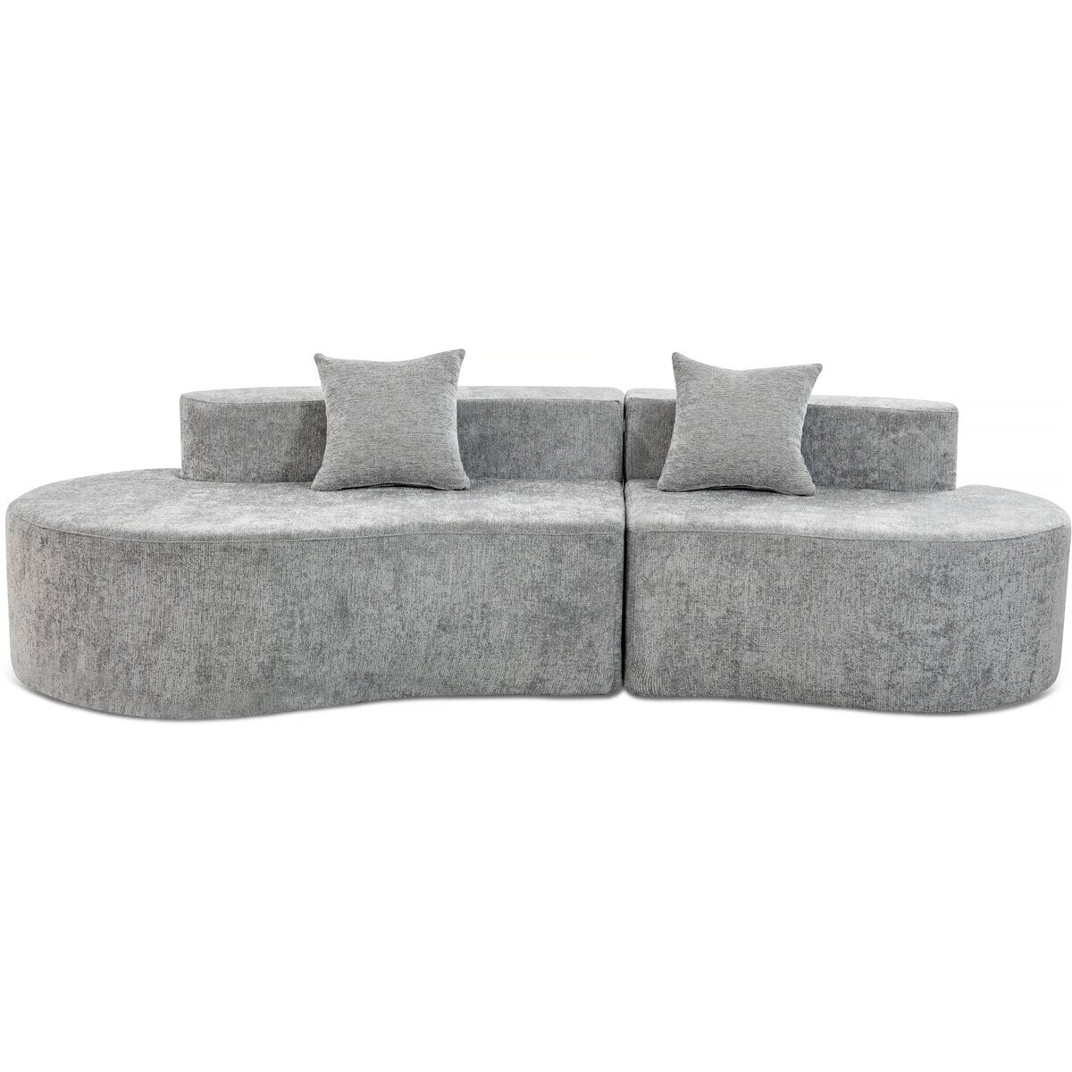 Canapé virgule en tissu texturé "Avola" - 3 places - Gris