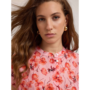 Motivi - Camisa estilo coreano con estampado floral - Fuchsia