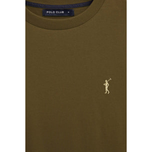 Maglietta kaki scuro a maniche corte e ricamo Rigby Go