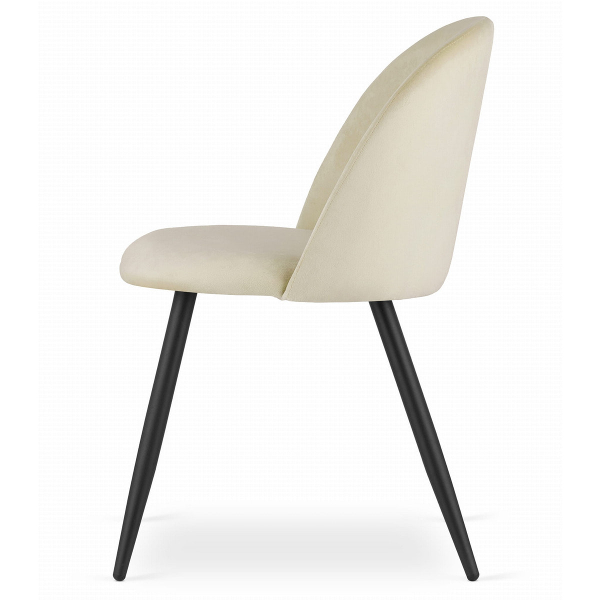 Sedia Bello in velluto beige e gambe in metallo nero