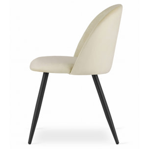 Sedia Bello in velluto beige e gambe in metallo nero