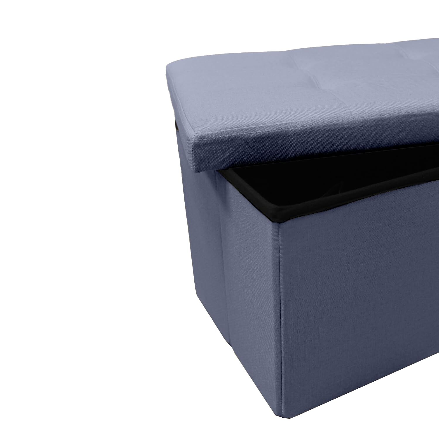 Pouf contenitore imbottito in tessuto con seduta lunga, panca multifunzione con spazio interno, ideale come poggiapiedi, seduta o contenitore, pratico e versatile per soggiorno, camera o ingresso, facile da pulire, dimensioni 76x34x34 cm