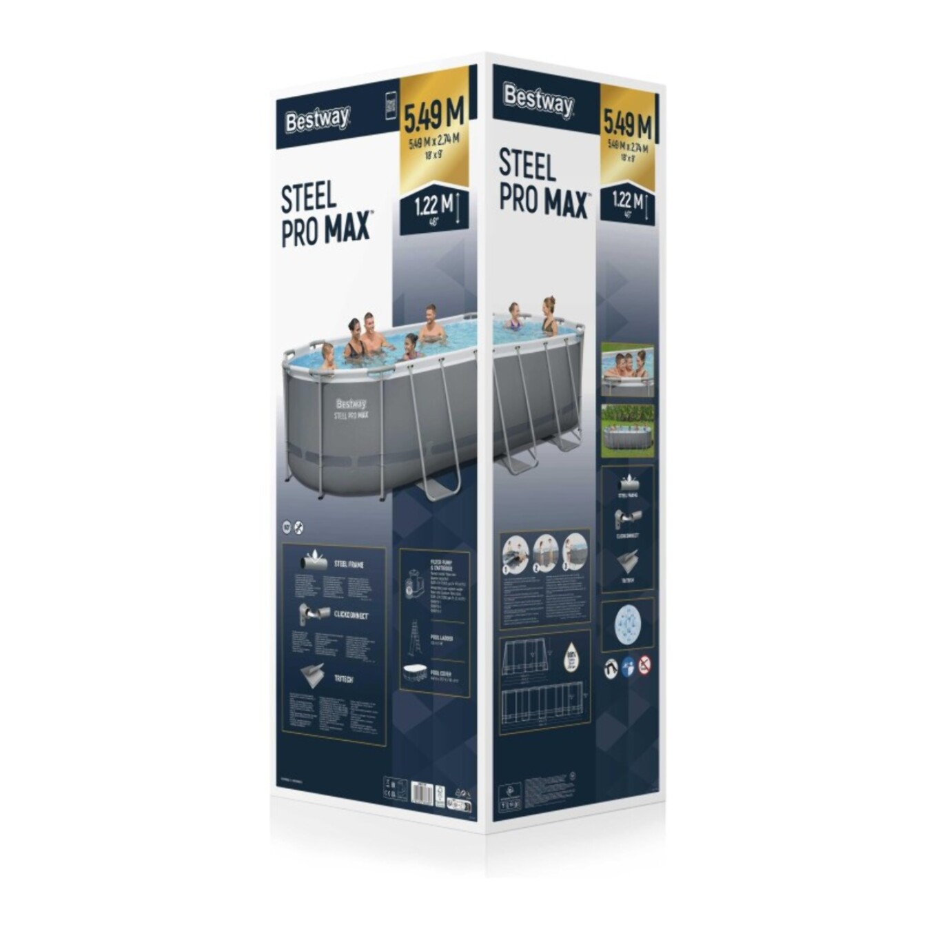 Bestway Piscine hors sol tubulaire ovale Bestway Power Steel 549 x 274 x 122 cm gris