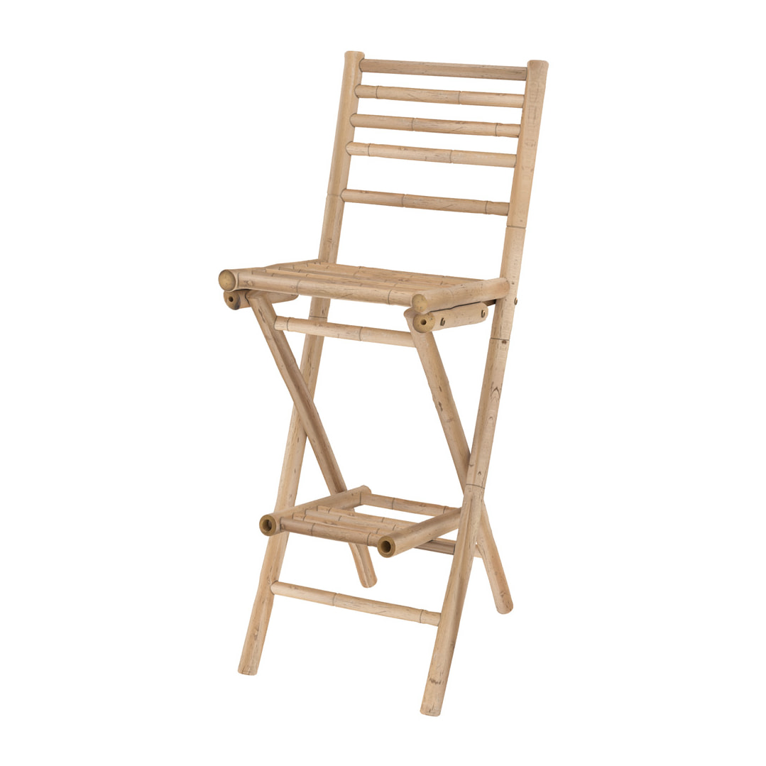 Ensemble bar et chaise de bar de jardin en bambou (lot de 2) - Vadella