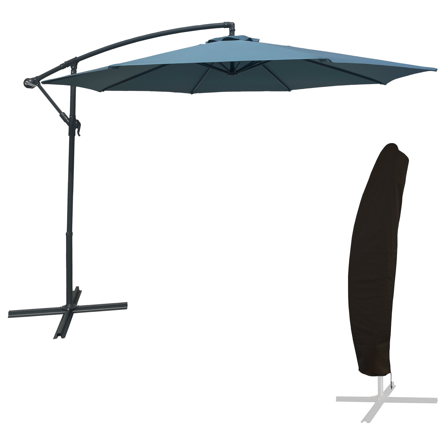 Parasol déporté OAHU rond + housse -