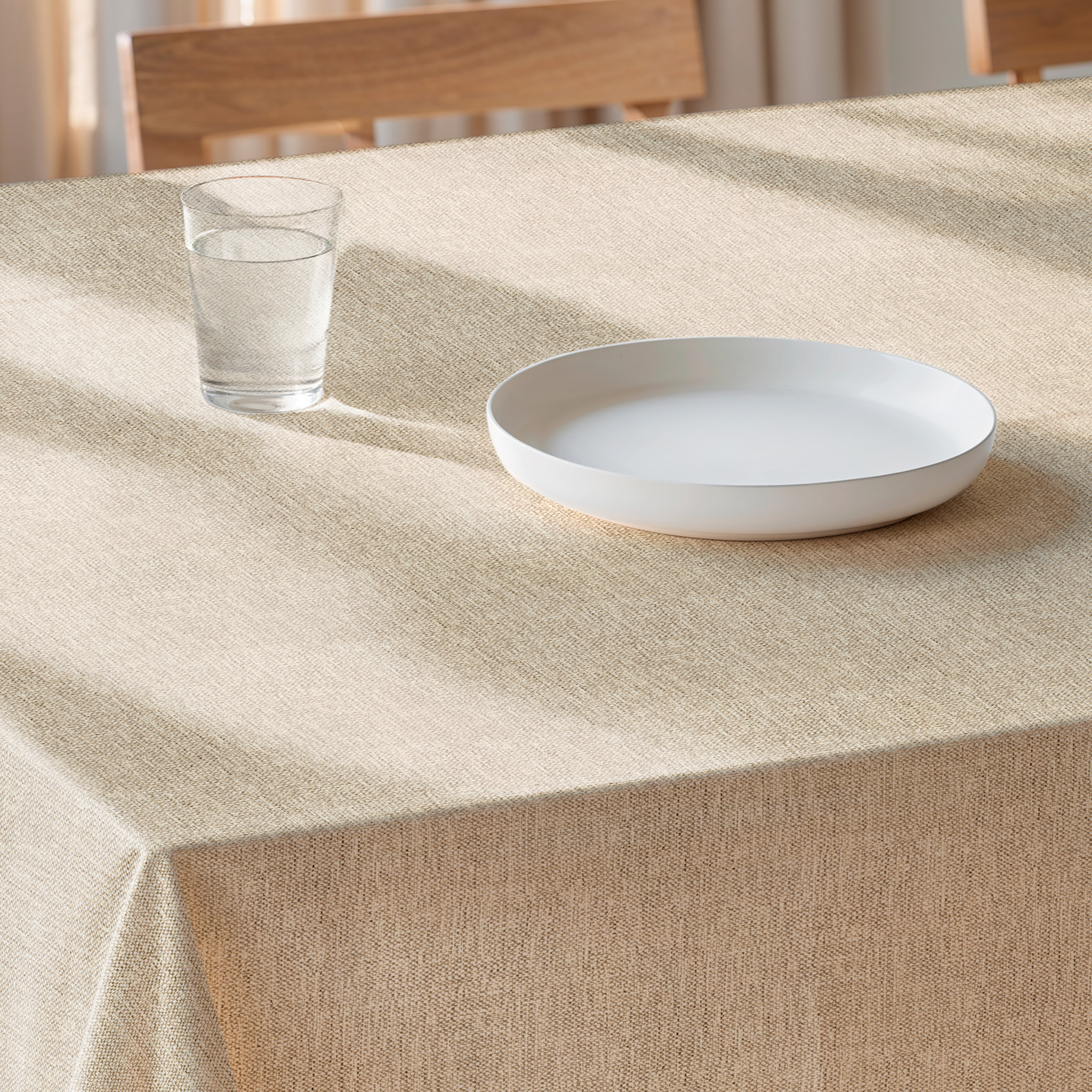 Nappe jacquard unie antitache INDRA BEIGE