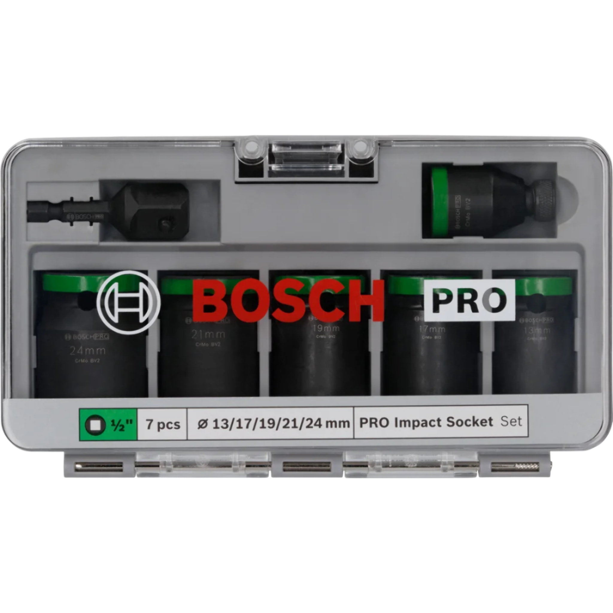 Coffret de douilles PRO Impact avec adaptateur, 1/2', Standard, 7 pièces - BOSCH - 2608003032