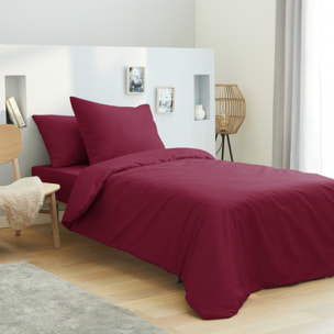 Housse de couette unie rouge 100% Coton / 57 Fils/cm²
