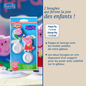 Lot de 2 bougies en cire personnages pour les anniversaires des enfants Dr. Oetker Peppa Pig