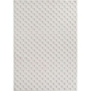 HELIX - Tapis moderne effet laine bouclé à motif damier en relief crème