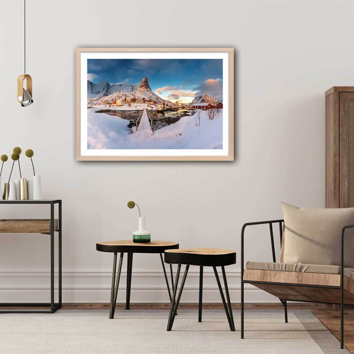 Affiche paysage Reine des Glaces Affiche + cadre en bois - Chêne