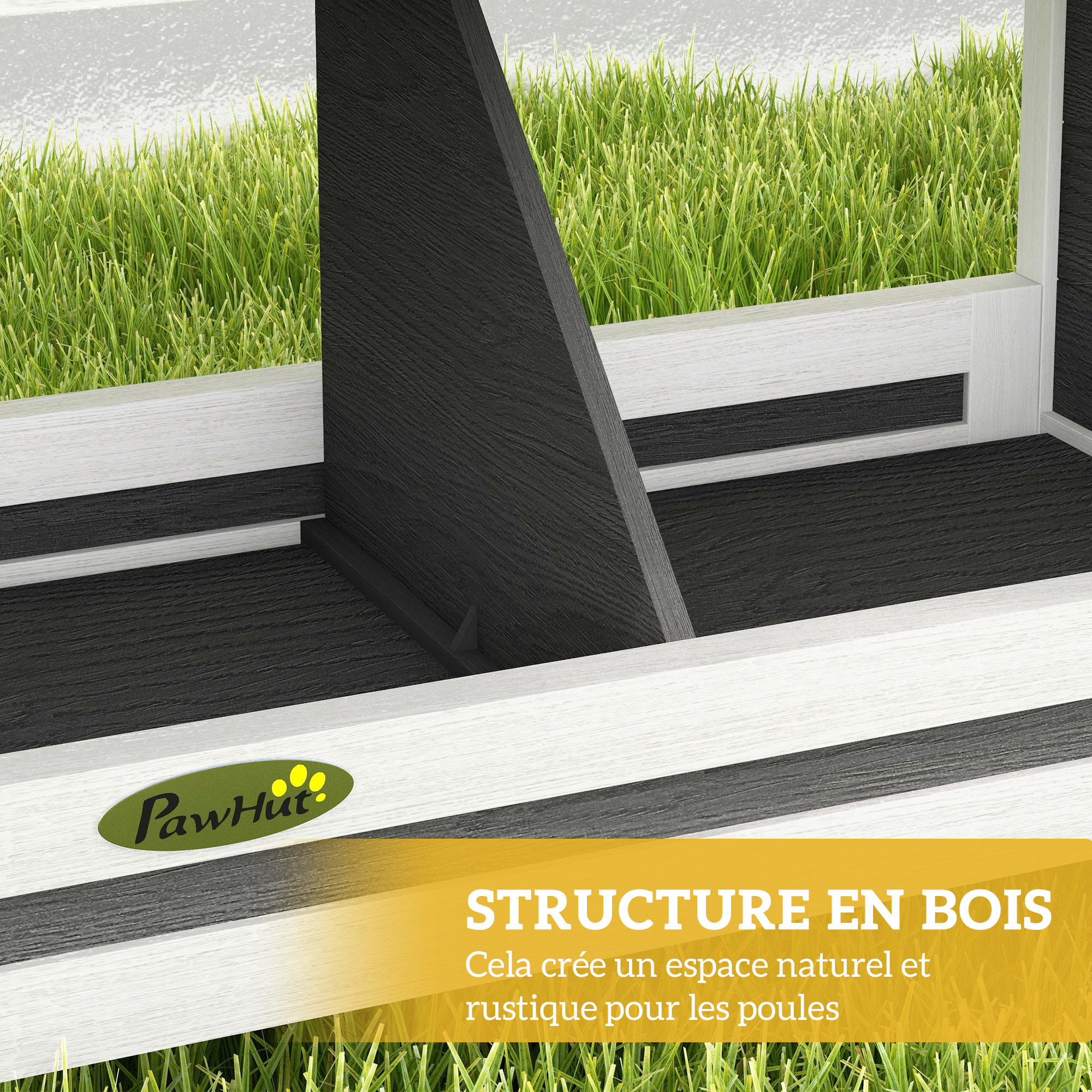 Pondoir pour poules 2 emplacements nichoir en bois avec fond et toit gris blanc noir