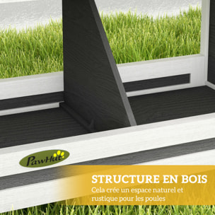 Pondoir pour poules 2 emplacements nichoir en bois avec fond et toit gris blanc noir