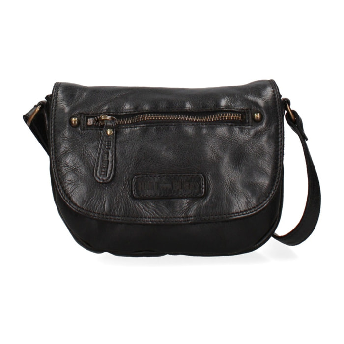 Borsa a tracolla uomo in vera pelle - Modello False - Casual - 21.0 x 17.0 x 4.5 cm
