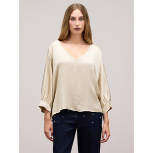 Oltre - Blusa en raso de viscosa - Beige