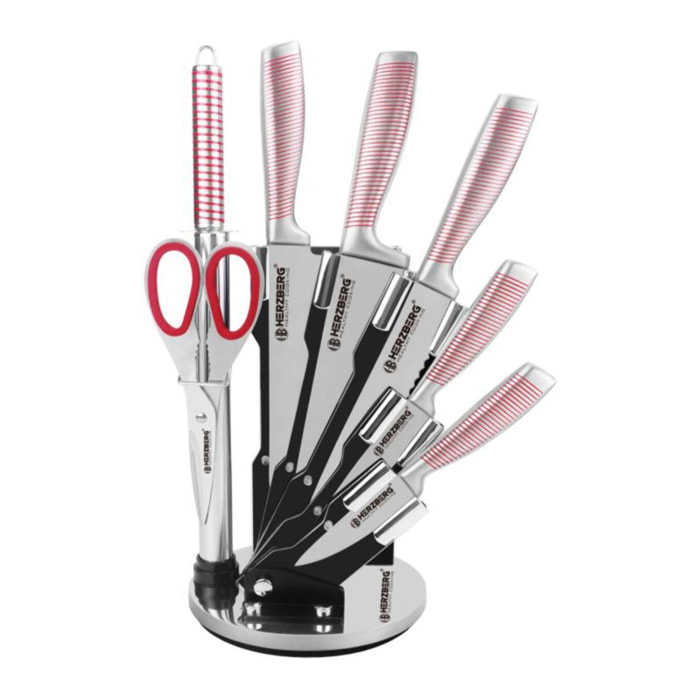 Set de couteaux 8 Pièces Rouge Herzberg HGSKN8-RED