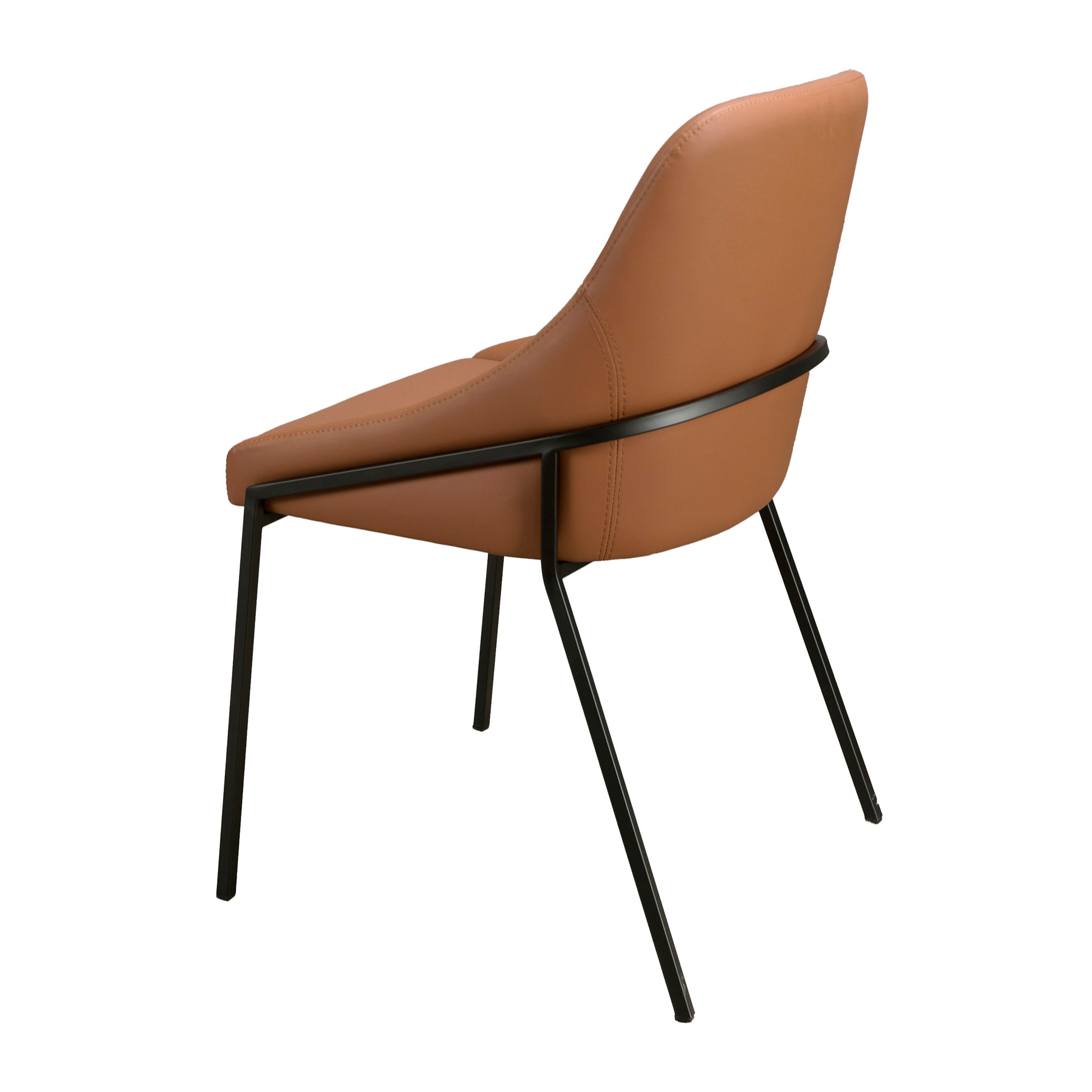 Silla Angel Cerdá con asiento y respaldo tapizados en polipiel en naranja patas de acero inoxidable negro 53x59x83cm