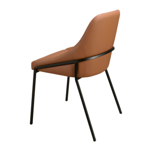 Silla Angel Cerdá con asiento y respaldo tapizados en polipiel en naranja patas de acero inoxidable negro 53x59x83cm