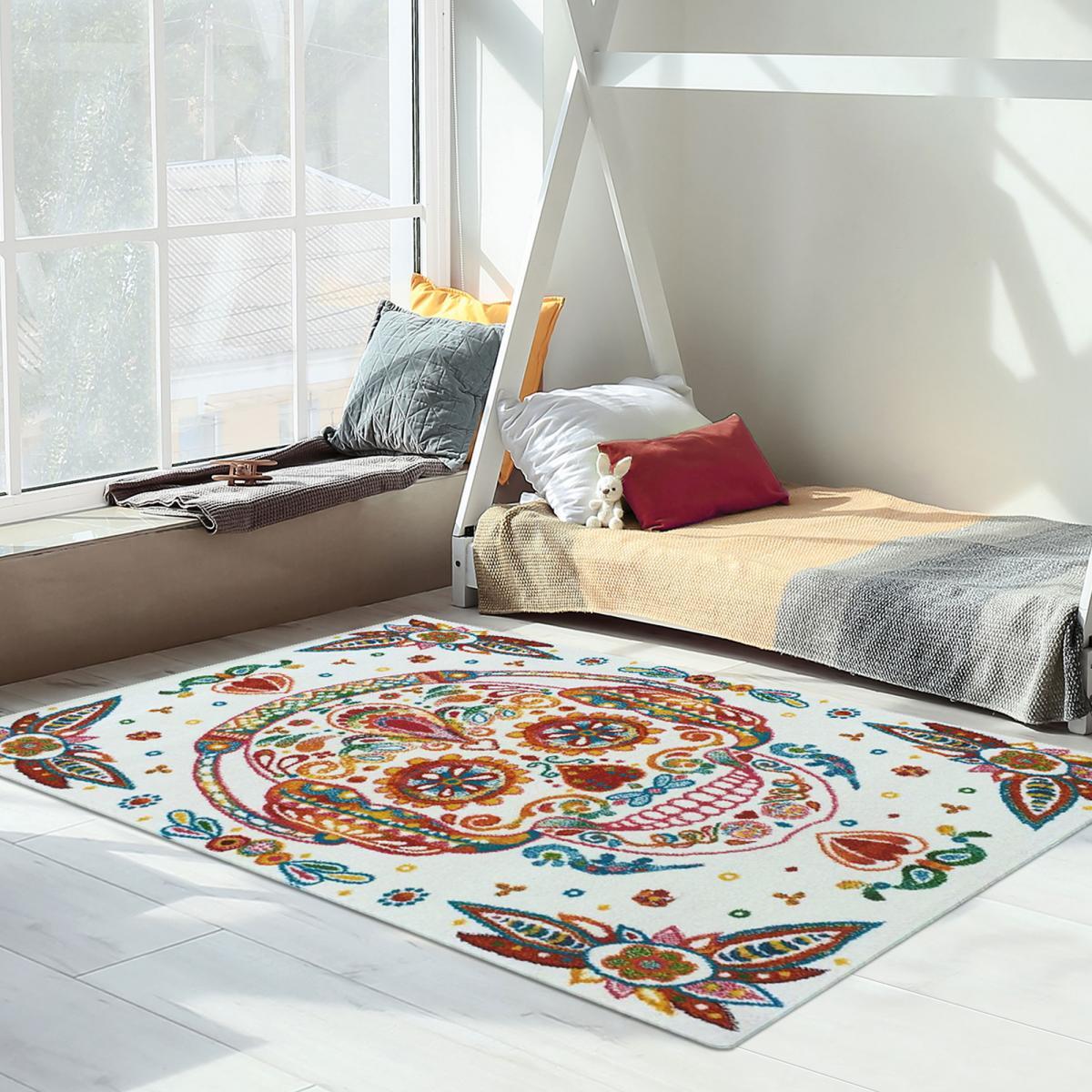 Petit tapis enfant Tête de Mort mexicaine