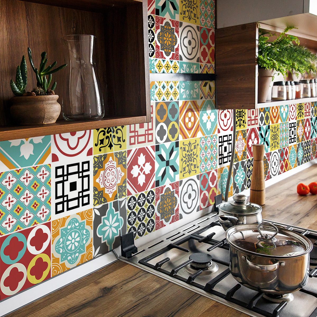 Stickers muraux - Sticker Mural Carrelage adhésif Cuisine Salle de Bain - 24 STICKERS CARRELAGES MONTENSINOS