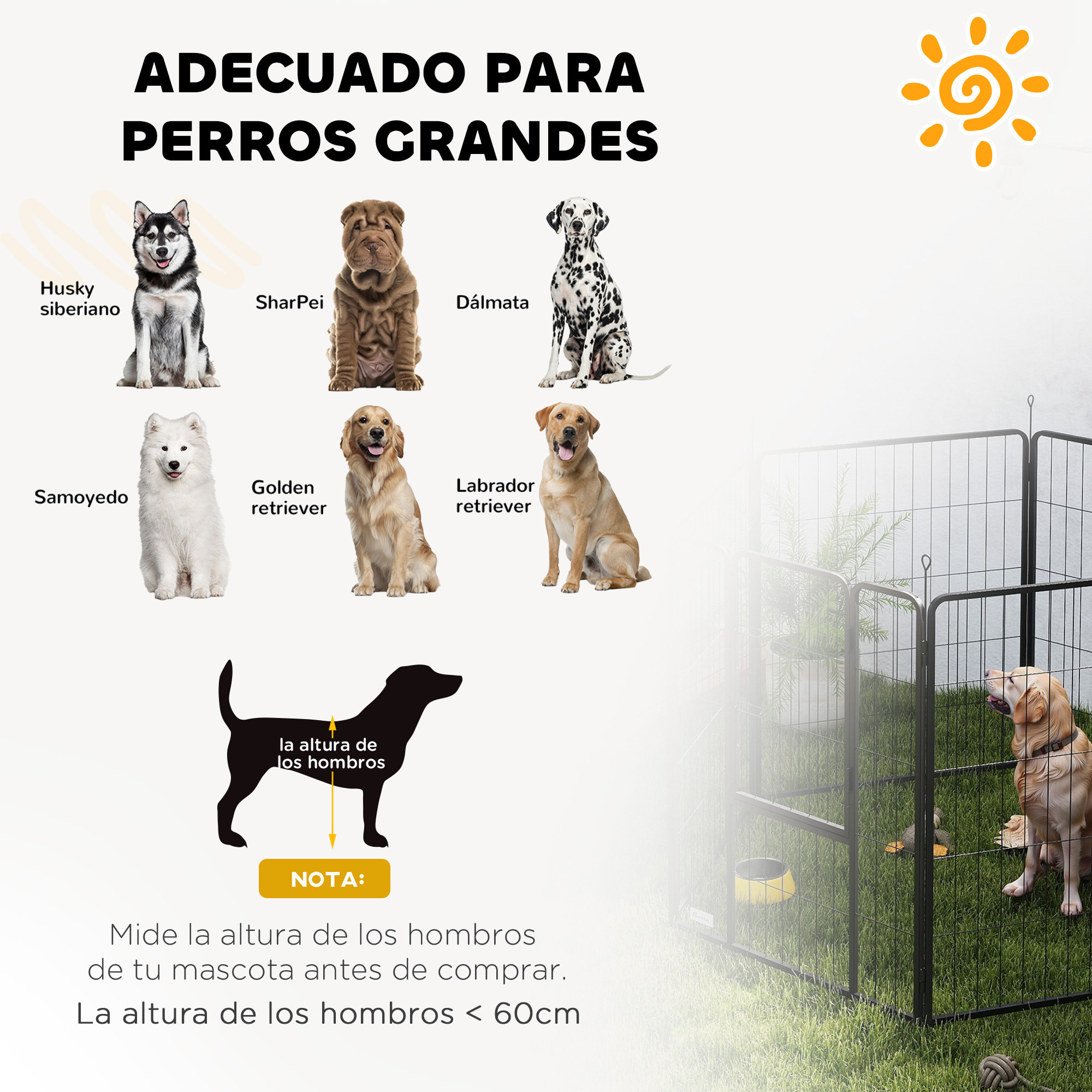 Parque para Perros de 6 Paneles de 100 cm de Altura, Vallas para Perros de Acero Plegable, con Puerta, para Interior y Exterior, Negro