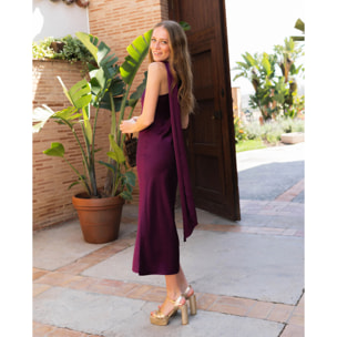 Vestido midi asimétrico con lazada