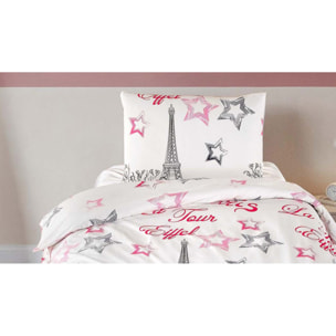 Parure housse de couette et taie d'oreiller coton imprimé