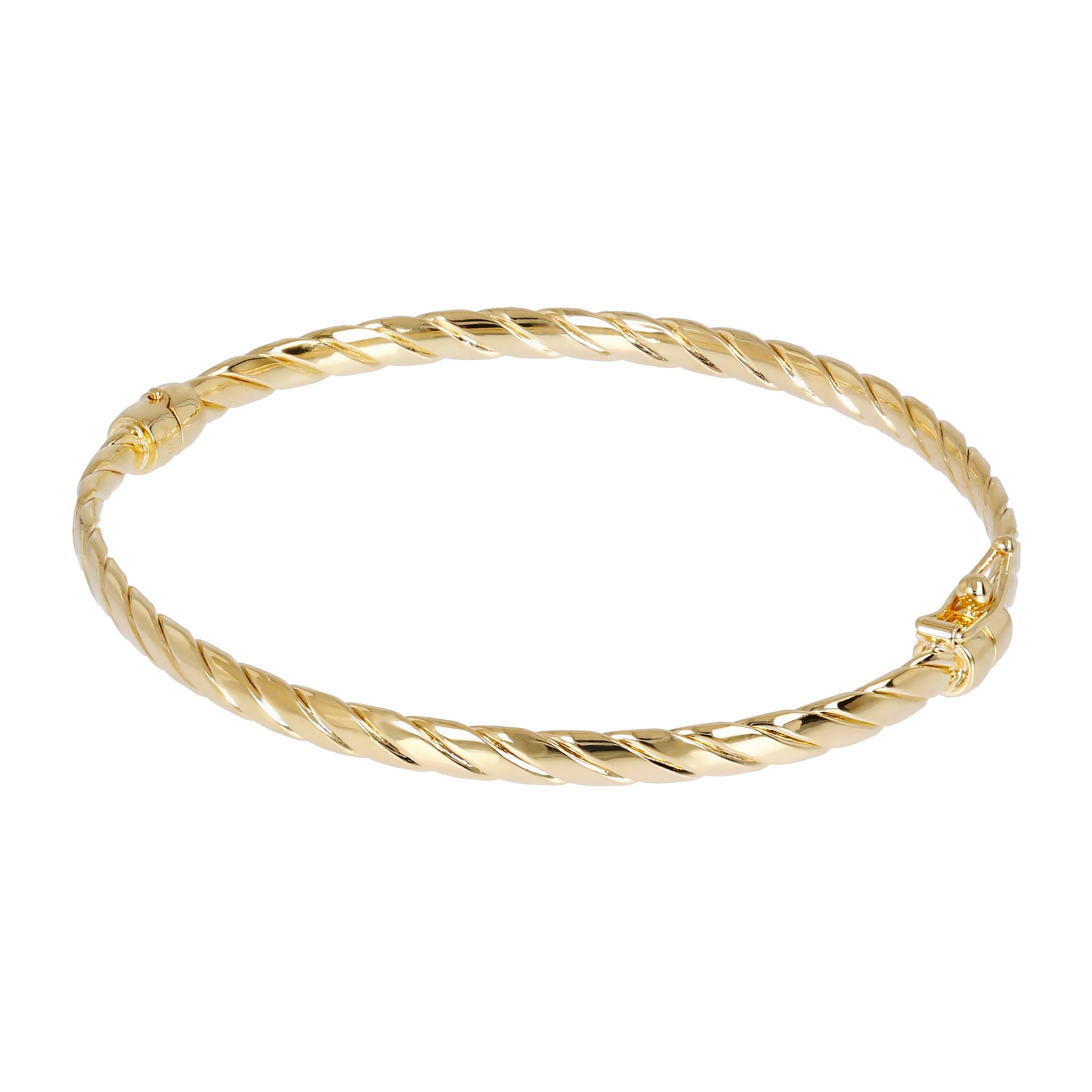 Bracciale Rigido Lucido Texture Treccia placcato Oro Giallo 18Kt