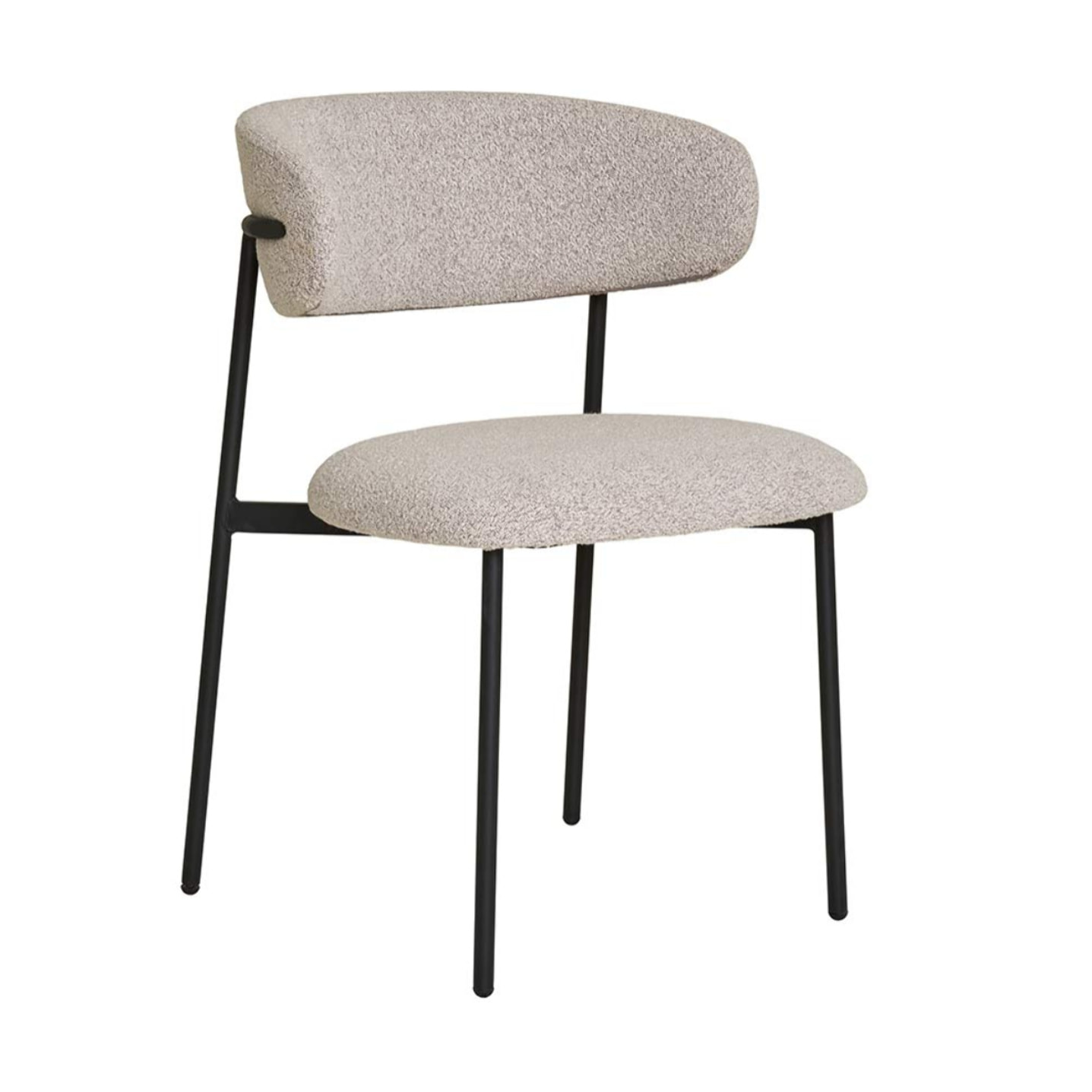 Erica - lot de 2 chaises en tissu bouclette - pieds en acier - Beige